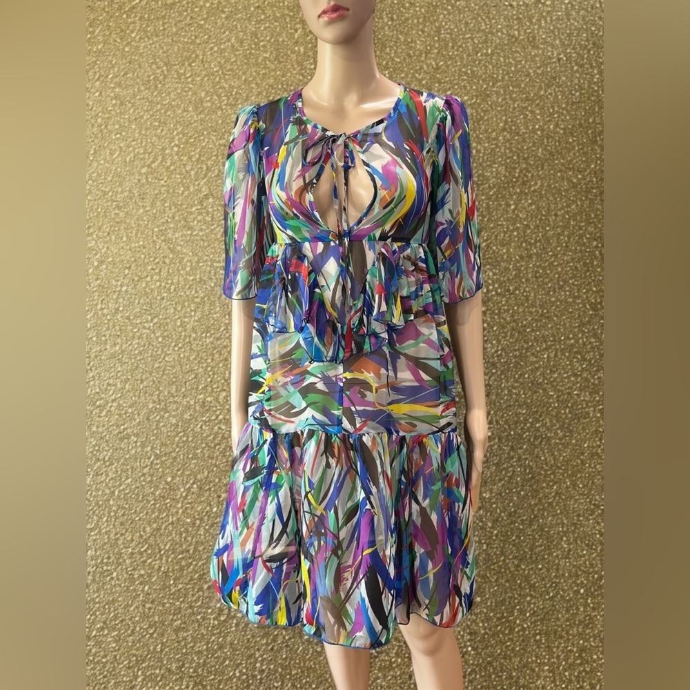 Confetti bohemian Guy Baxter peek a boo hippie printed dress-2